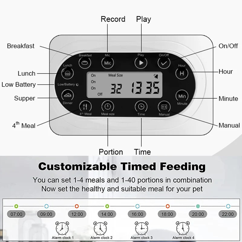 Smart App-Controlled Stainless Steel Cat Feeder - Automatic Double Meal Dispenser for Cats and Dogs