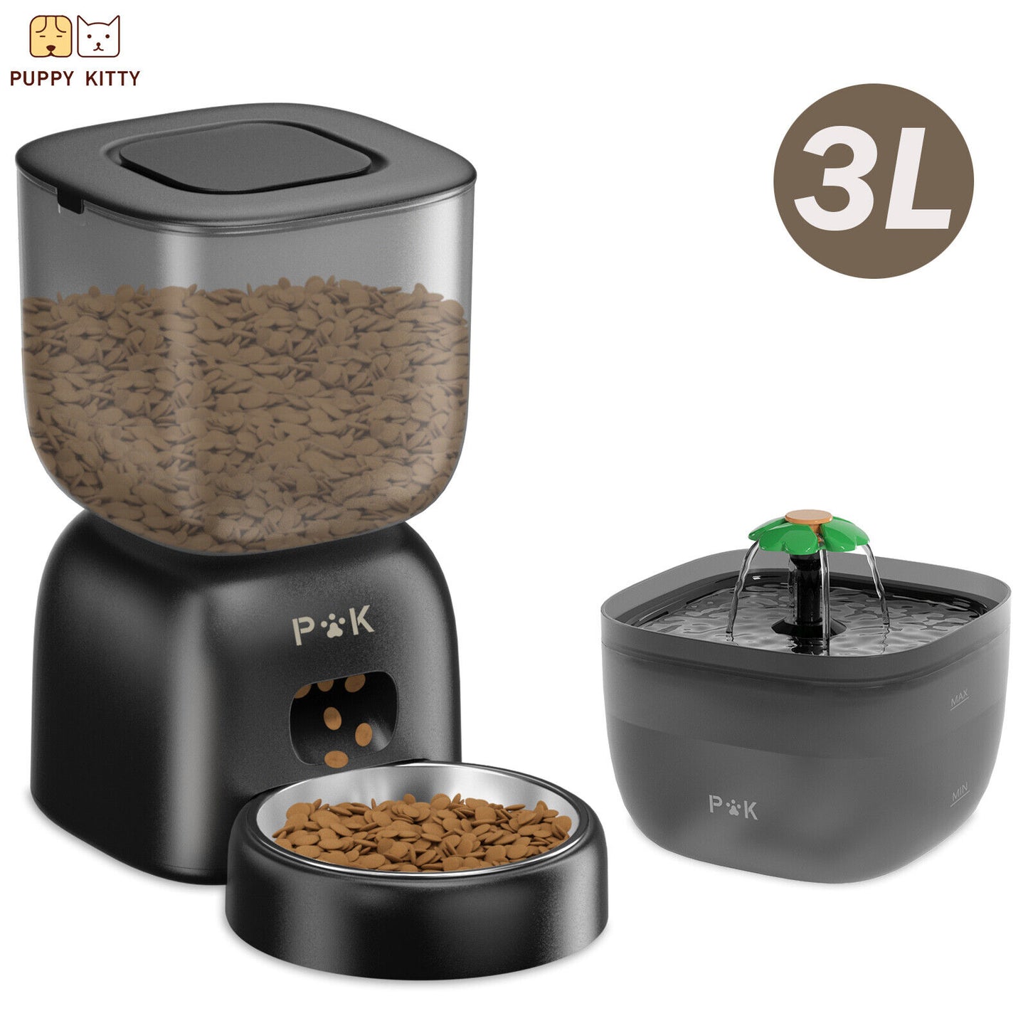 Automatischer Futter- und Wasserspender für Katzen und Hunde mit integriertem Filtersystem