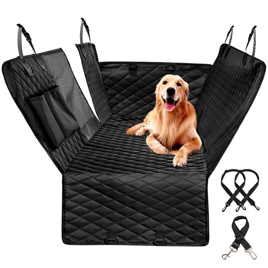 Double Zipper Waterproof Pet Seat Cover for Cars - 143x153CM, Dirt Resistant, Compatible with Multiple Models, Solid Color Rear Seat Cushion