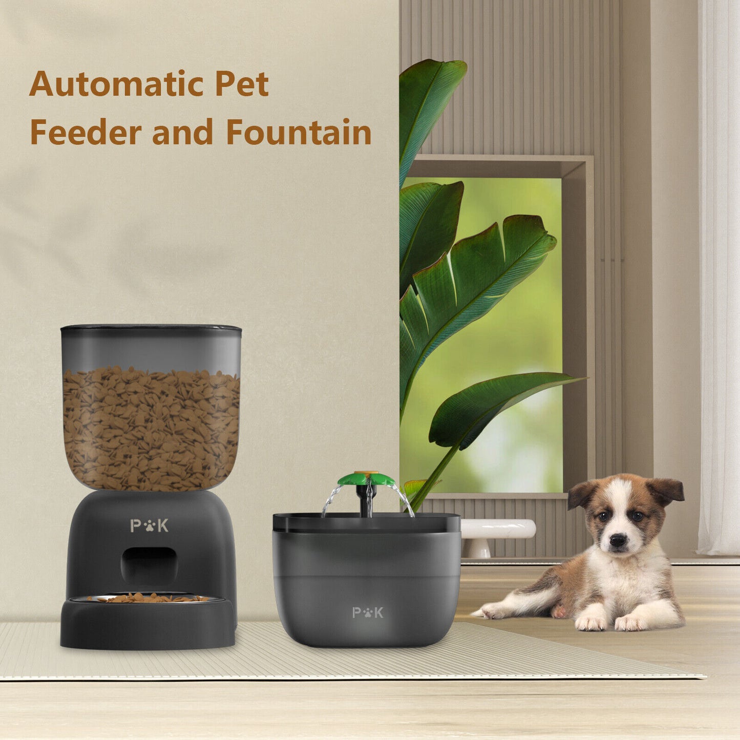 Automatischer Futter- und Wasserspender für Katzen und Hunde mit integriertem Filtersystem