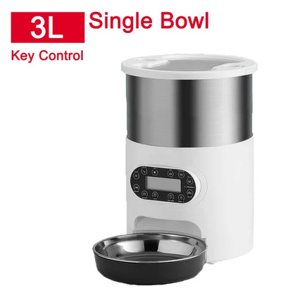 Smart App-Controlled Stainless Steel Cat Feeder - Automatic Double Meal Dispenser for Cats and Dogs