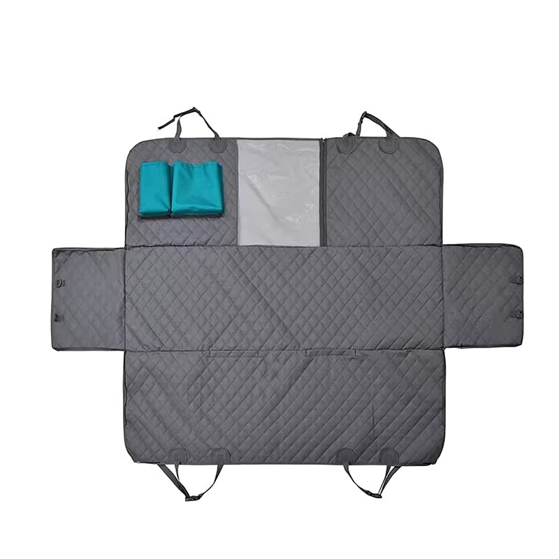 Double Zipper Waterproof Pet Seat Cover for Cars - 143x153CM, Dirt Resistant, Compatible with Multiple Models, Solid Color Rear Seat Cushion