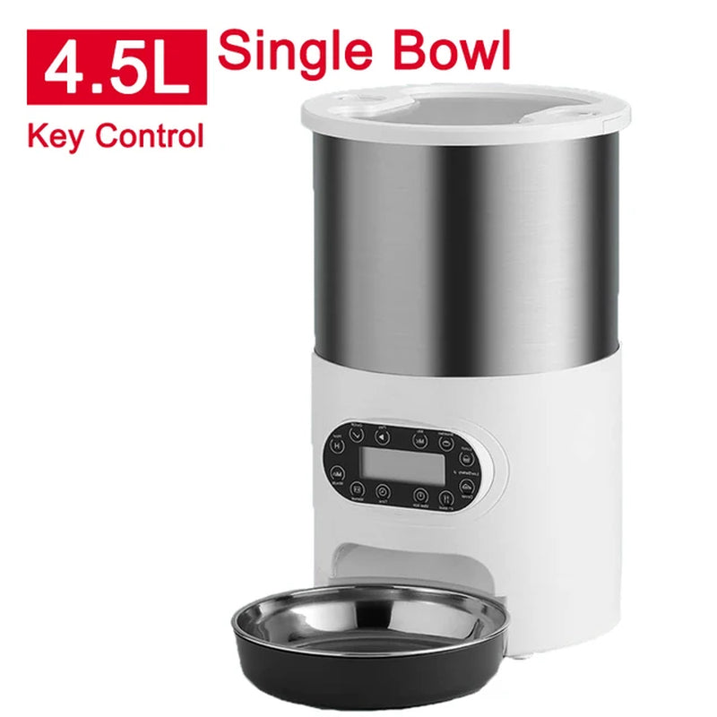 Smart App-Controlled Stainless Steel Cat Feeder - Automatic Double Meal Dispenser for Cats and Dogs