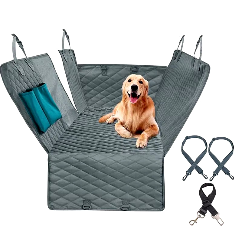 Double Zipper Waterproof Pet Seat Cover for Cars - 143x153CM, Dirt Resistant, Compatible with Multiple Models, Solid Color Rear Seat Cushion