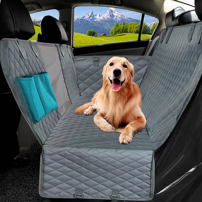 Double Zipper Waterproof Pet Seat Cover for Cars - 143x153CM, Dirt Resistant, Compatible with Multiple Models, Solid Color Rear Seat Cushion